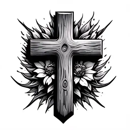 wood grain cross tattoo tattoo design idea