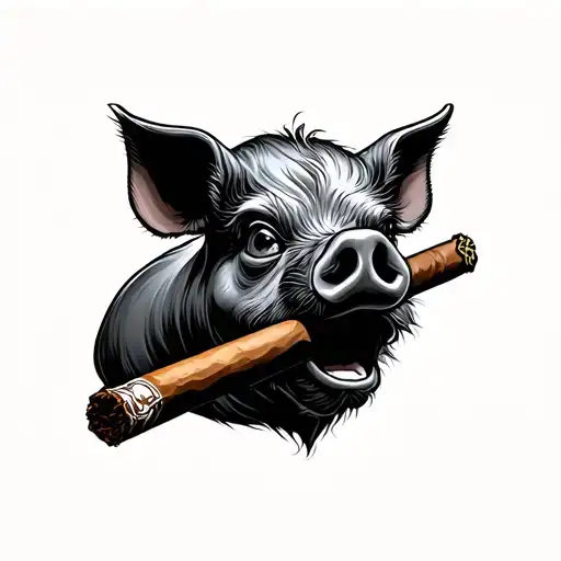 Nutorious BIG as a pig head with cigar tattoo design idea