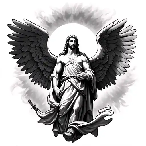fore arm tattoo, archangel michael, Christian themes and lettering (John 13:7) tattoo design idea