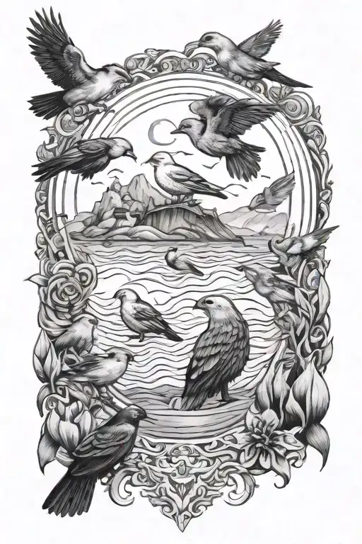 live today tomorrow may never come birds at the top land animals at the middle and sea animals at bottom tattoo design idea