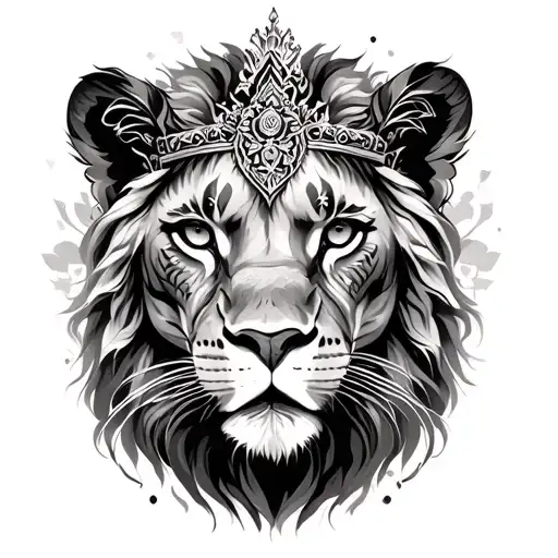 mandala and lioness queen tattoo design idea