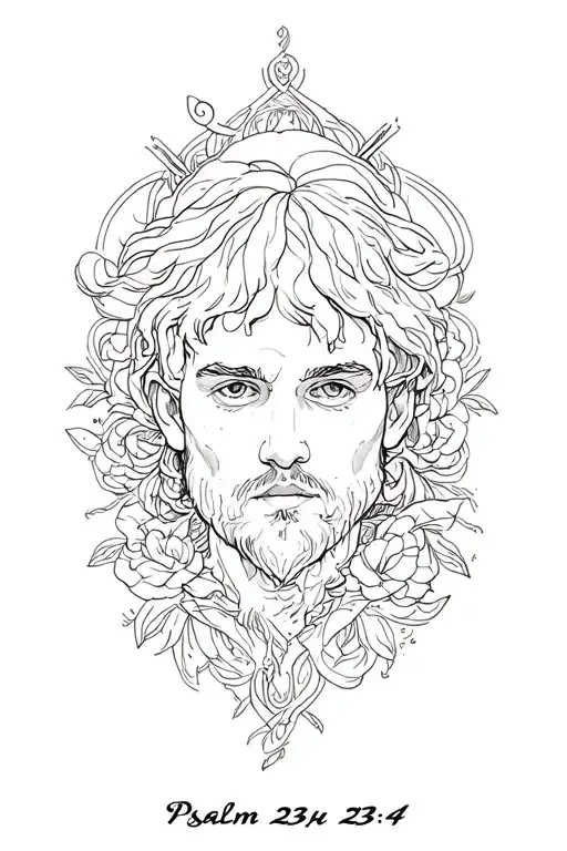 psalm 23:4 bold written tattoo design idea