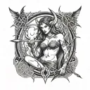 1 burning succubus, 1 freezing succubus, arrows tattoo design idea