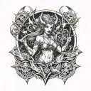 1 burning succubus, 1 freezing succubus, arrows tattoo design idea
