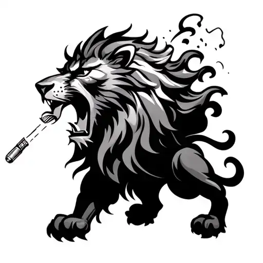 A welding torch transforming into a roaring lion tattoo design idea