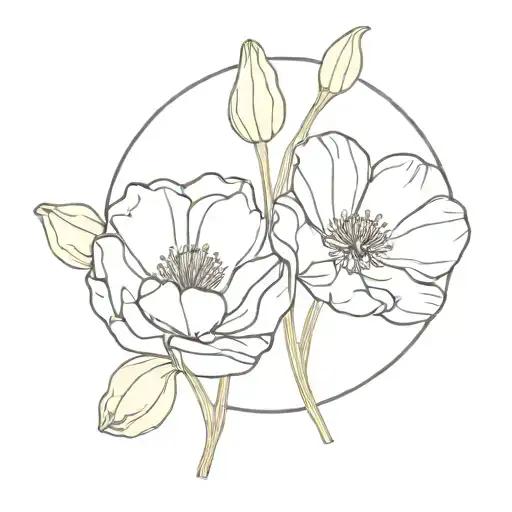 a cyclamen and poppy intertwined tattoo design idea