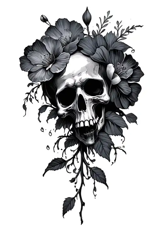 horror, floral designs tattoo design idea