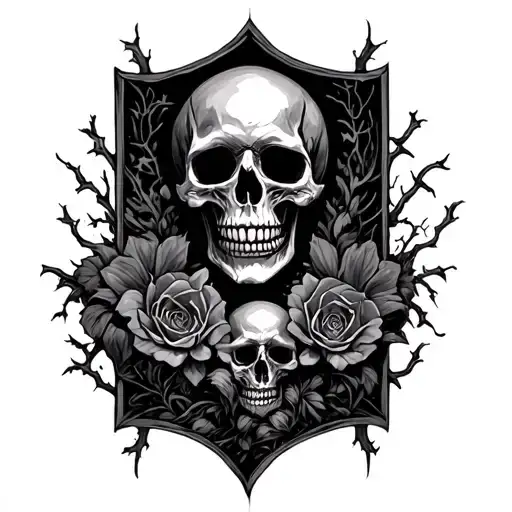 Gothic skulls and grave yard front arm sleve tattoo design idea