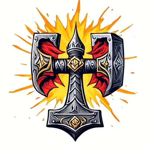 Thors hammer tattoo design idea