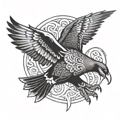 aboriginal totem black duck flying tattoo design idea