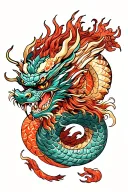 Japanese dragon with an omni mask and a samurai warrior tattoo design idea