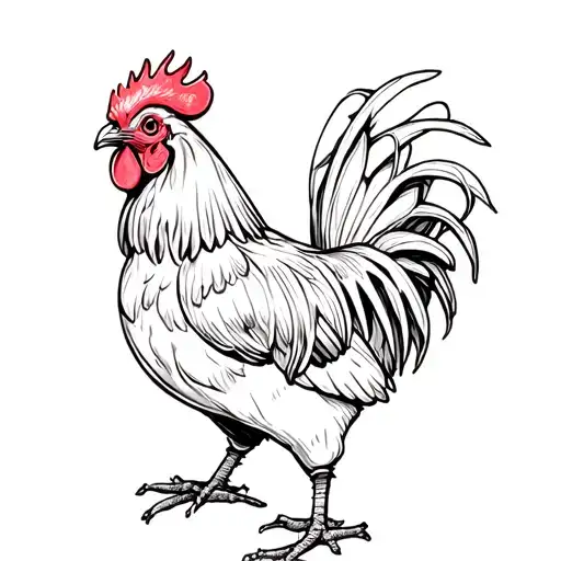 Leaf incorporate chicken rooster tattoo design idea