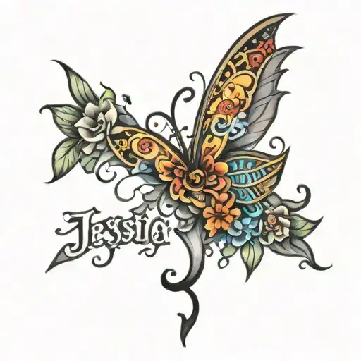 name Jessica graffiti stlye tattoo design idea