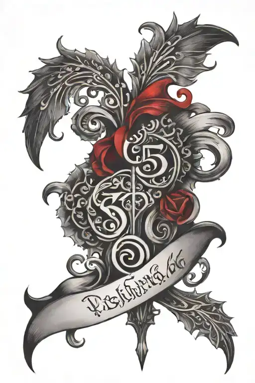 psalm 46:5, design, red ink tattoo design idea