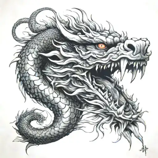 smokey japanese dragon tattoo design idea
