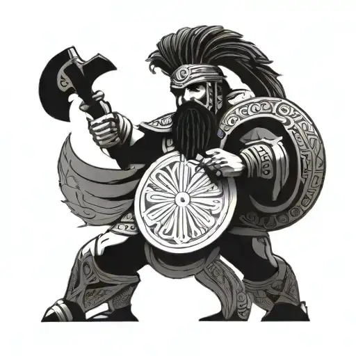 Bulgarian warrior wielding tattoo design idea