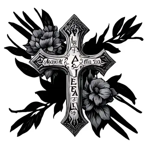 latin Cross with isaiah 40 31 kjv version tattoo design idea