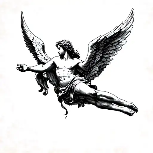 Icarus falling angel tattoo design idea