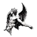 Icarus falling angel tattoo design idea
