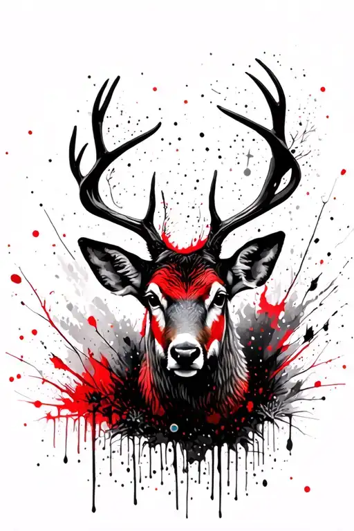 deer, forest scene with cosmos sky filled tattoo design idea