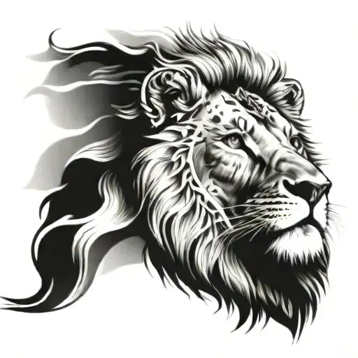 mandala with lion tattoo design idea