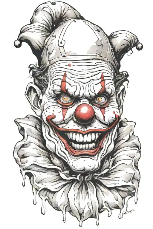 Scary clown tattoo design idea