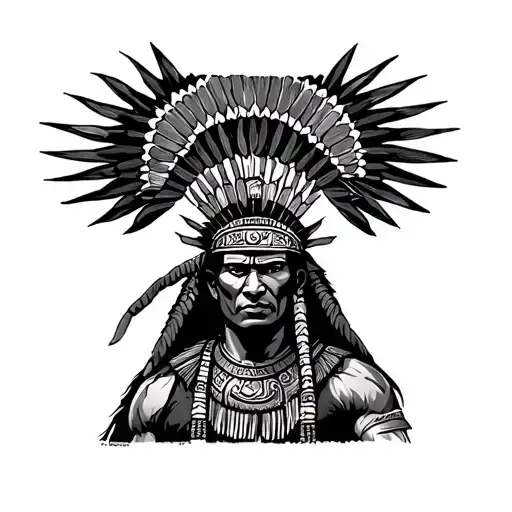 guerrero inca warrior with sun tattoo design idea