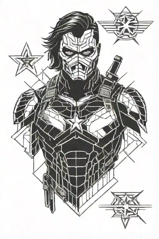 winter soldier masked tattoo design idea
