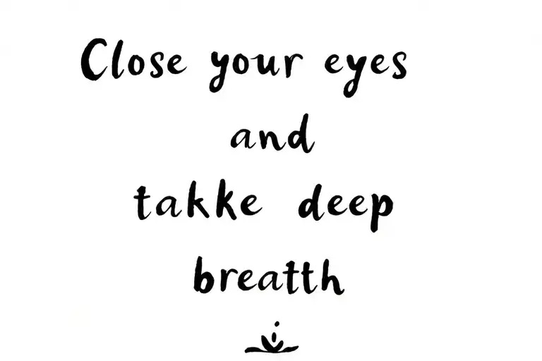 This quote “Close your eyes and take deep breaths“ and then I want a design to simple how I went through a tough time bu tattoo design idea