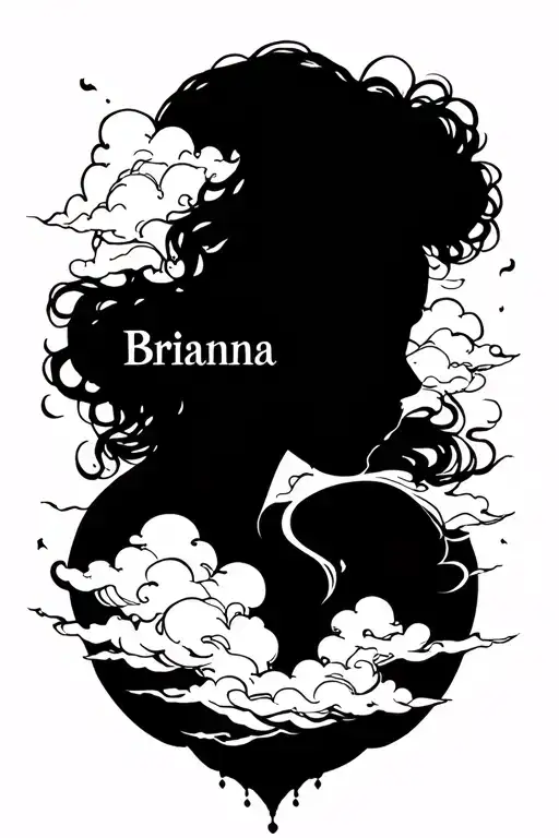 "Brianna" clouds surrounding tattoo design idea