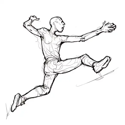 Stickman shooting stickman jumping tattoo design idea