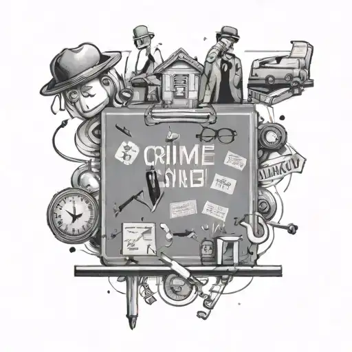 A detailed crime scene investigation board with clues and evidence scattered around, reflecting the client's occupation in criminology tattoo design idea