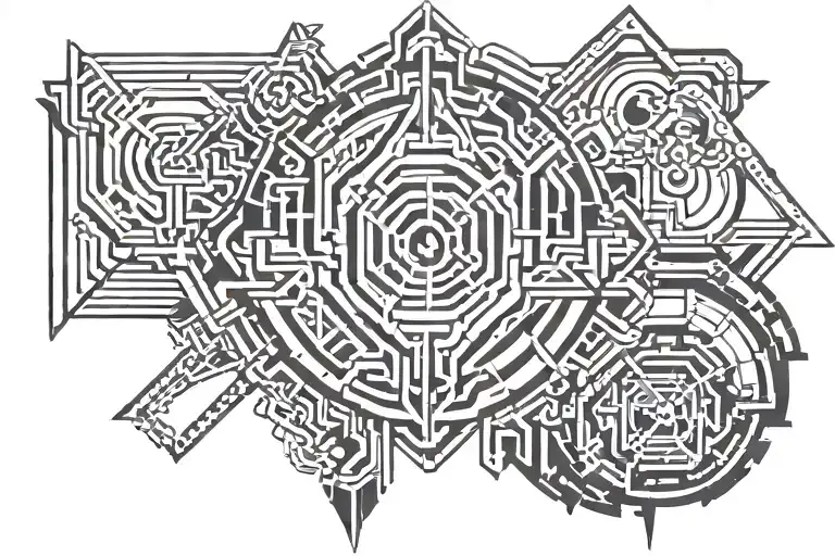 cyber sigilism style tattoo design idea