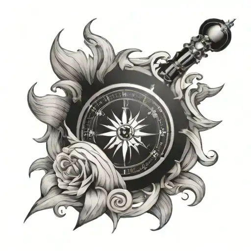 travel compass neptun waves tattoo design idea