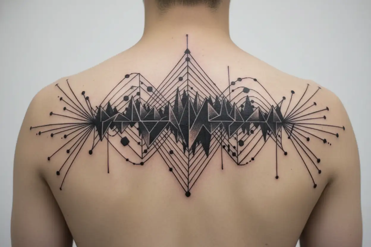 Tattoo of a sound wave of the song ''Mark Knight ft. Skin - Nothing Matters (Noisia Remix)''  tattoo design idea