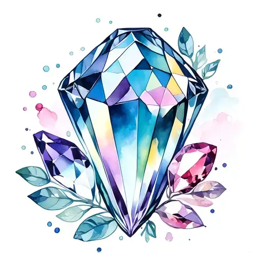 diamond, amethys, aquamarine, opal and pink tourmaline tattoo design idea