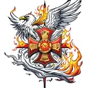 firefighter Maltese cross fire breathing phoenix  tattoo design idea
