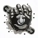 handprint with us marine corps emblem tattoo design idea