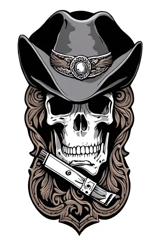 western tooled leather tattoo design idea
