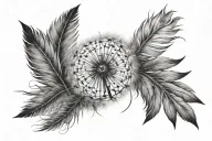 dandelion, feather, c n in cursive tattoo design idea