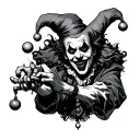 scary jester juggling clown heands tattoo design idea