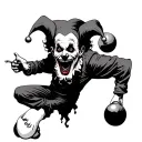 scary jester juggling clown heands tattoo design idea