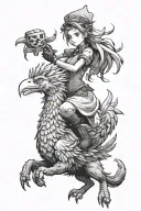 aerith riding chocobo tattoo design idea