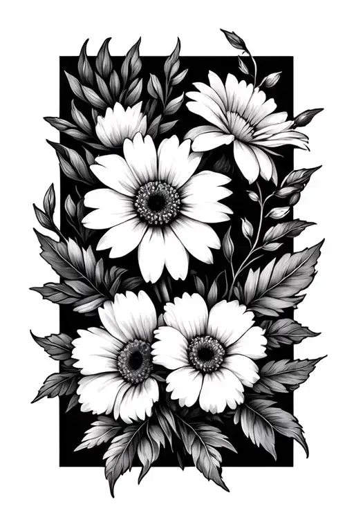 january, march, may, july, october, November birth flowers tattoo design idea
