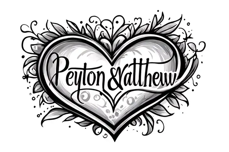 "Peyton & Matthew " infinity heart intertwined tattoo design idea