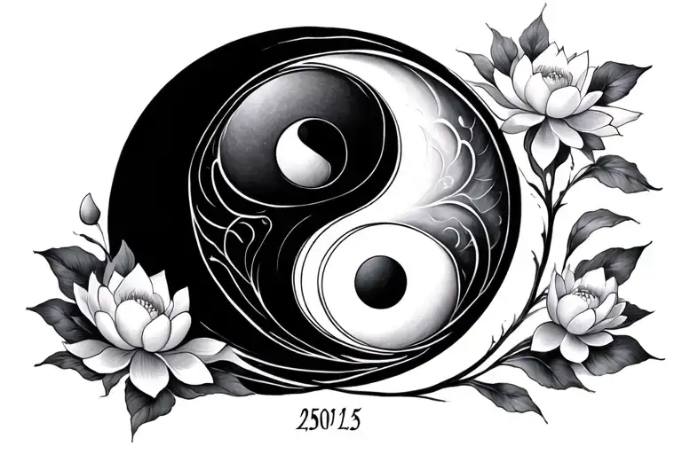 Yin-Yang Circle + Infinity + Lotus using this date 250125 tattoo design idea