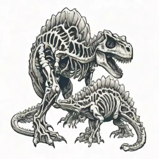 dinosaurs skeletons tattoo design idea