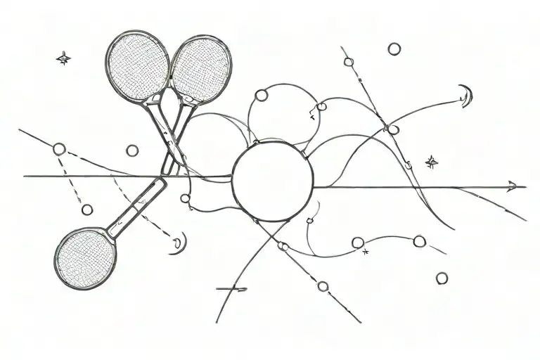 Heartbeat line connects cross and table tennis bat tattoo design idea