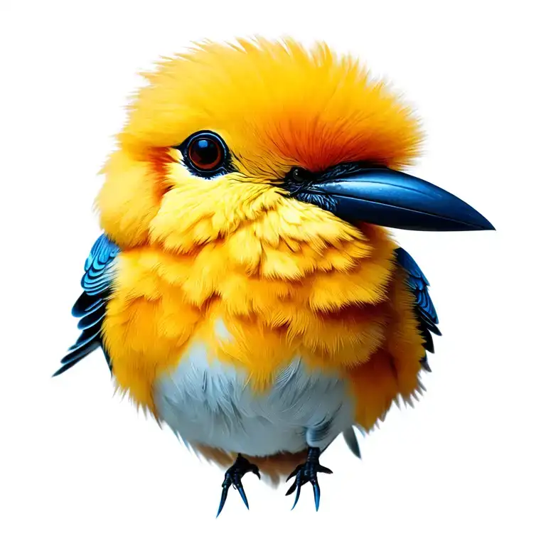 fluffy Yellow Bird tattoo design idea