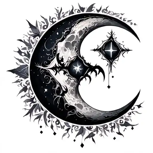 Gothic Moon tattoo design idea
